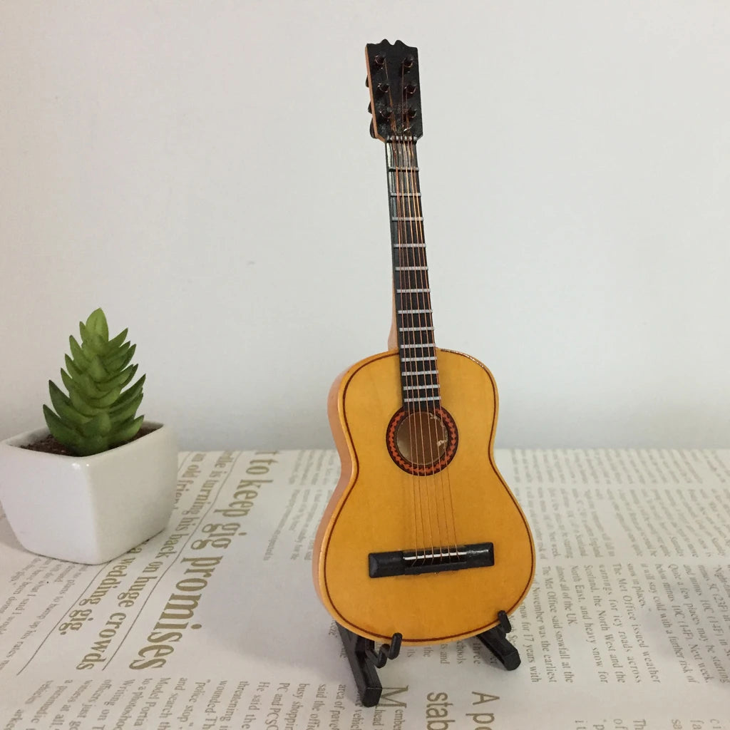 1/6 Scale Wood Guitar Acoustic Bass Guitar Toy Miniature Collectible Crafts