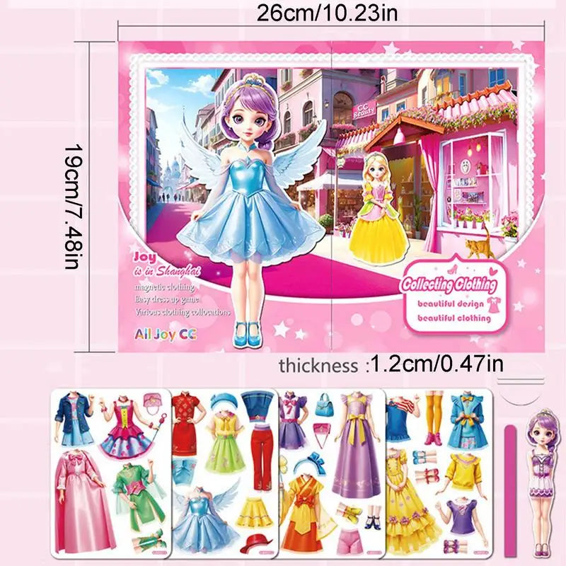 Magnetic Dress Up Doll Magnetic Princess Pretend Play Toys Paper Dolls For Girls Play Travel Playset Toy Magnet Dress Up Games