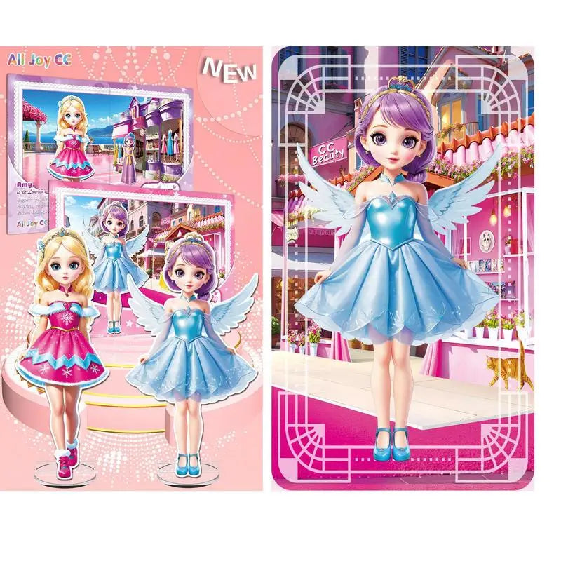 Magnetic Dress Up Doll Magnetic Princess Pretend Play Toys Paper Dolls For Girls Play Travel Playset Toy Magnet Dress Up Games
