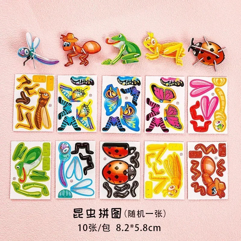10pcs Children 3D DIY Puzzles Toys Cute Cartoon Dinosaur Jigsaw Puzzle for Kids Early Educational Toy Montessori Games Baby Gift