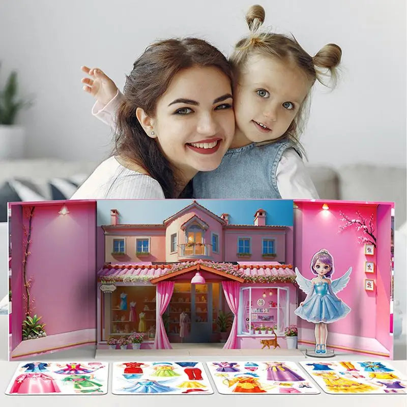 Magnetic Dress Up Doll Magnetic Princess Pretend Play Toys Paper Dolls For Girls Play Travel Playset Toy Magnet Dress Up Games