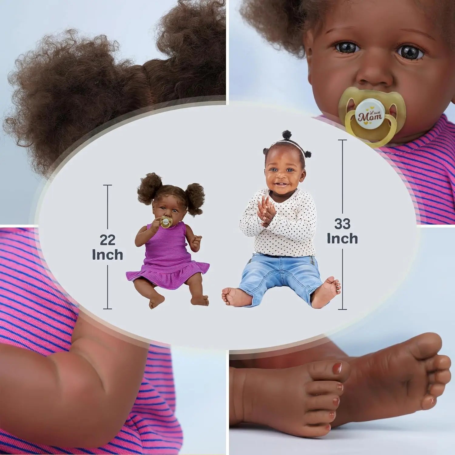 Reborn Baby Dolls Black - 22 Inch Lifelike Soft Body Realistic-Newborn Baby Dolls Taupe Eyes Caramel Skin Tone Orange Crushed