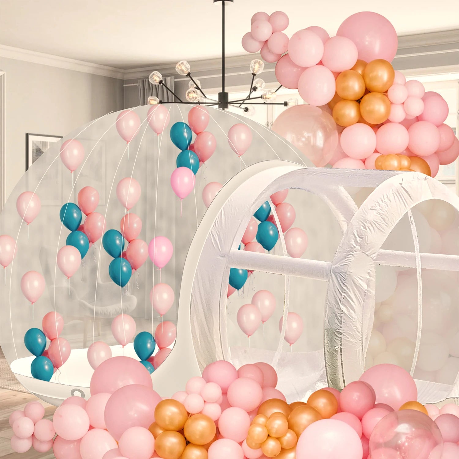 Inflatable 3M 10FT PVC Bubble House Inflatable Chlidren Toys Outdoor Commerical Castle With 750W Air Blower 100 balloons