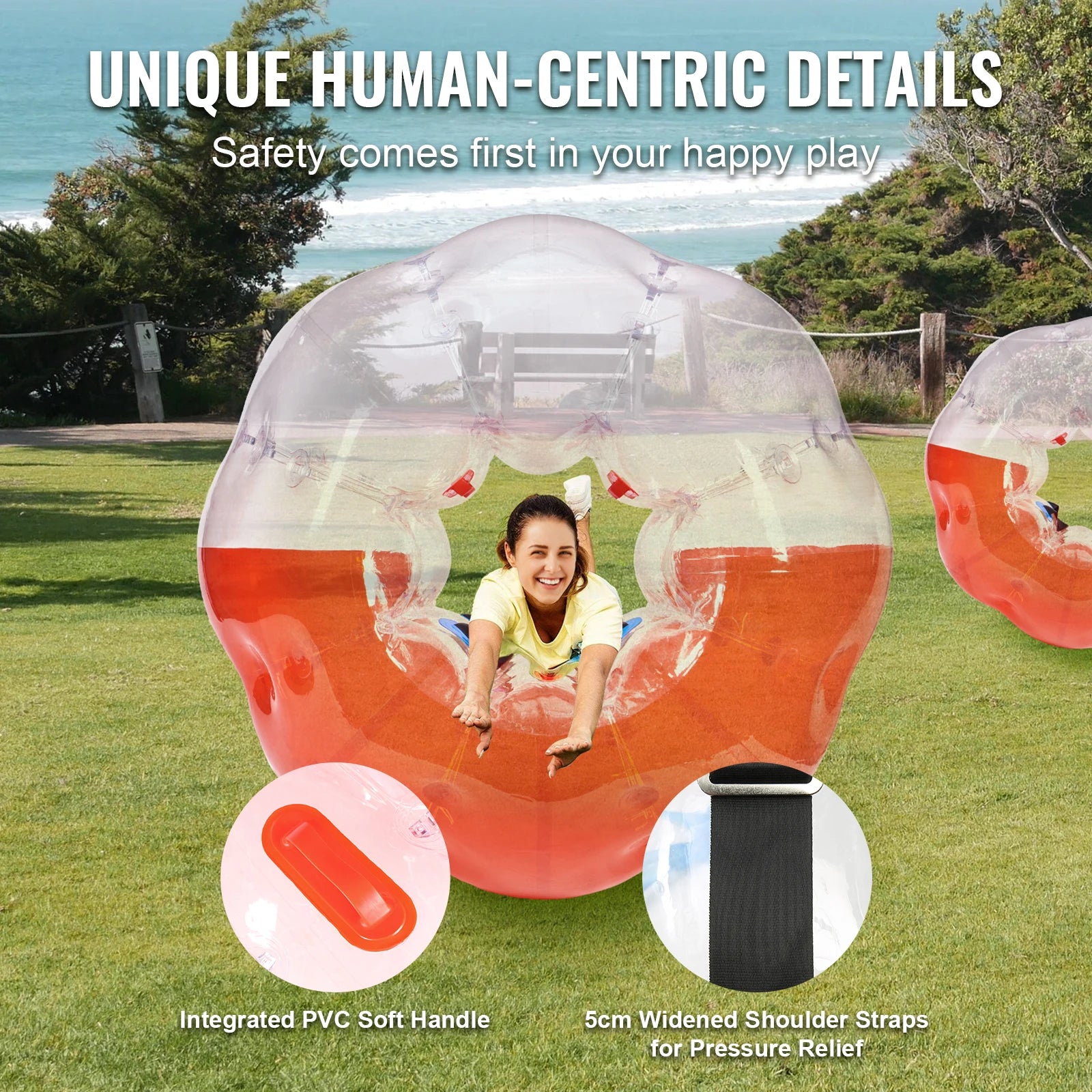 SucceBuy 5FT/1.5M Inflatable Bumper Ball BBody Bubble Zorb Ball for Teen & Adult Body Bubble Soccer Ball PVC Hamster Bubble Ball