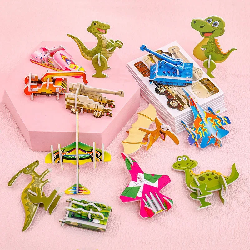 10pcs Children 3D DIY Puzzles Toys Cute Cartoon Dinosaur Jigsaw Puzzle for Kids Early Educational Toy Montessori Games Baby Gift