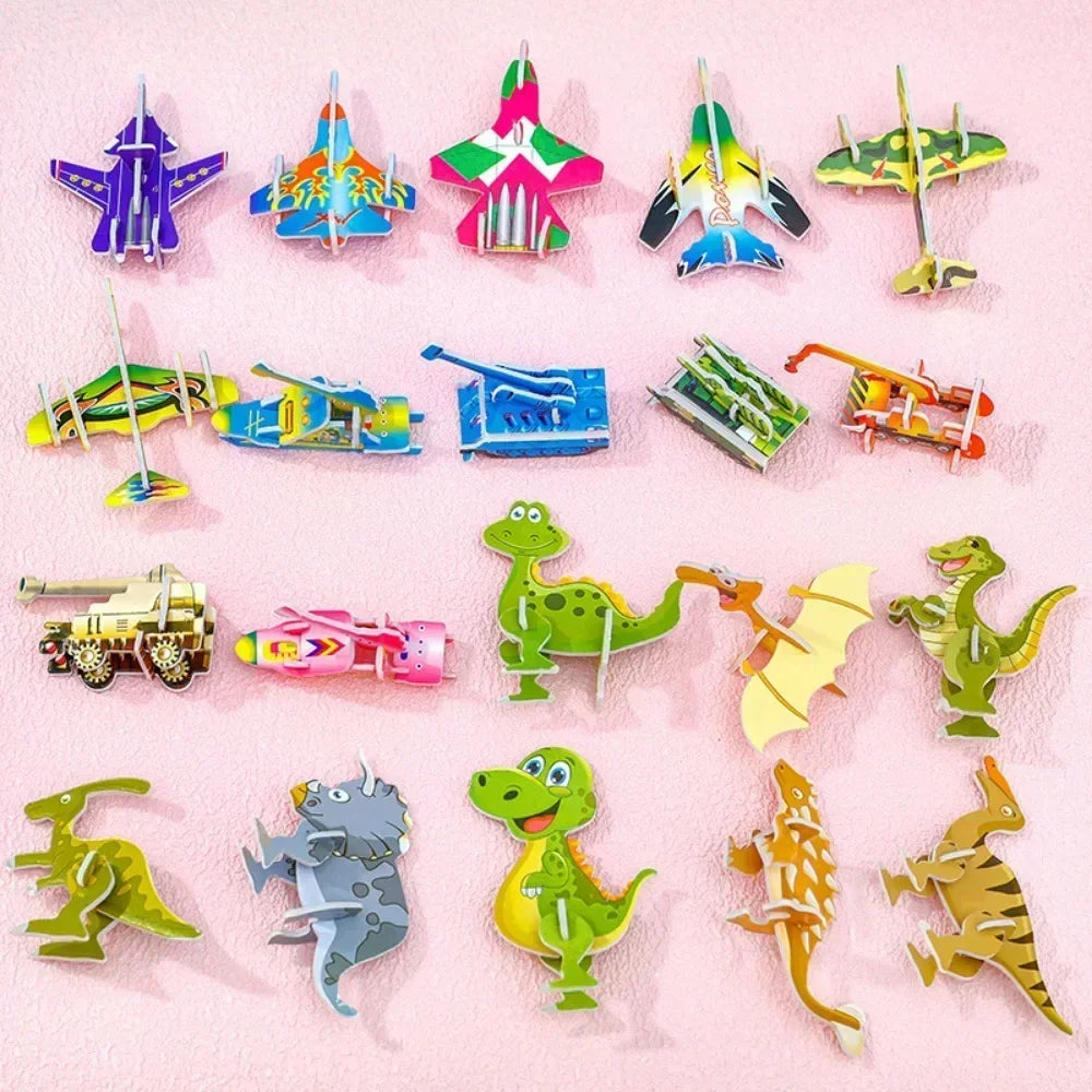 10pcs Children 3D DIY Puzzles Toys Cute Cartoon Dinosaur Jigsaw Puzzle for Kids Early Educational Toy Montessori Games Baby Gift