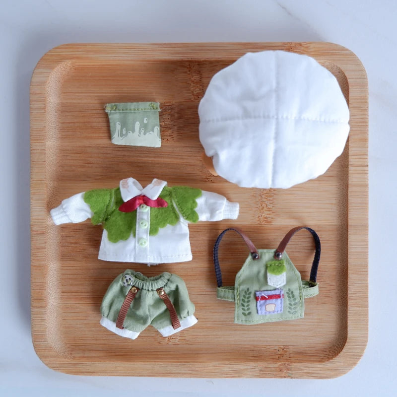 OB11 Dress Baker's Set Pastry Chef Hat Shirt Shorts Bib Shoes for Obitsu11, Molly , GSC, YMY , 1/12bjd Doll Clothes Accessories
