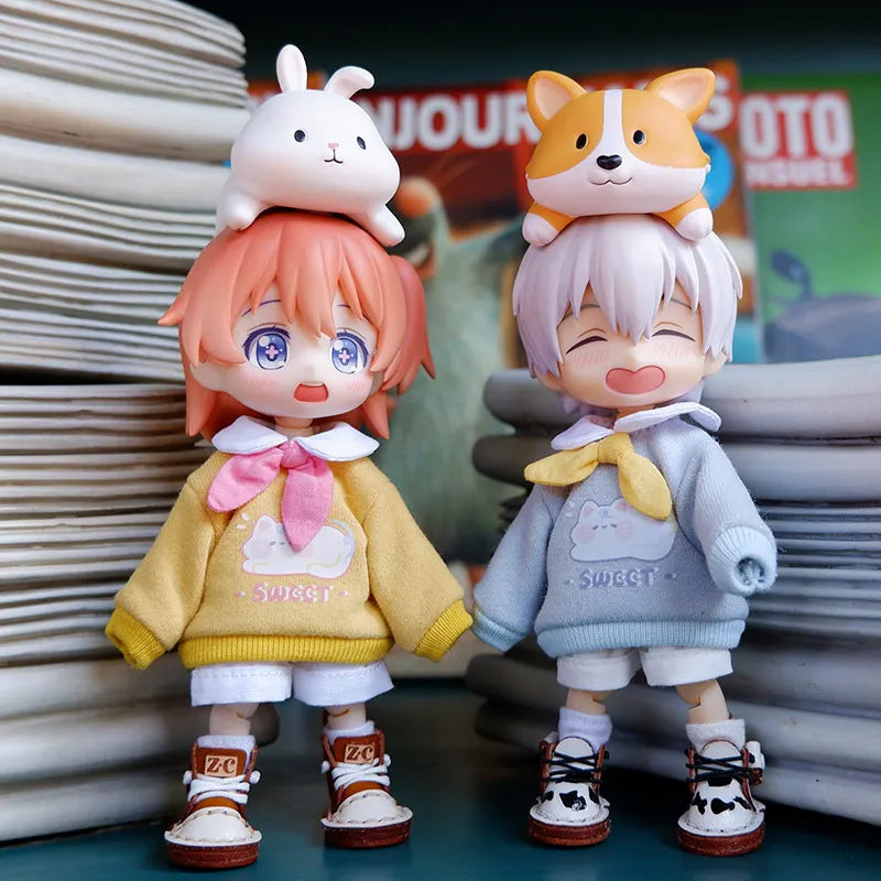 OB11 Doll Clothes Cute Cat Coats Hoodies Sweatshirts Shorts Shoes for Obitsu11, Molly, GSC Body, YMY, 1/12bjd Doll Accessories