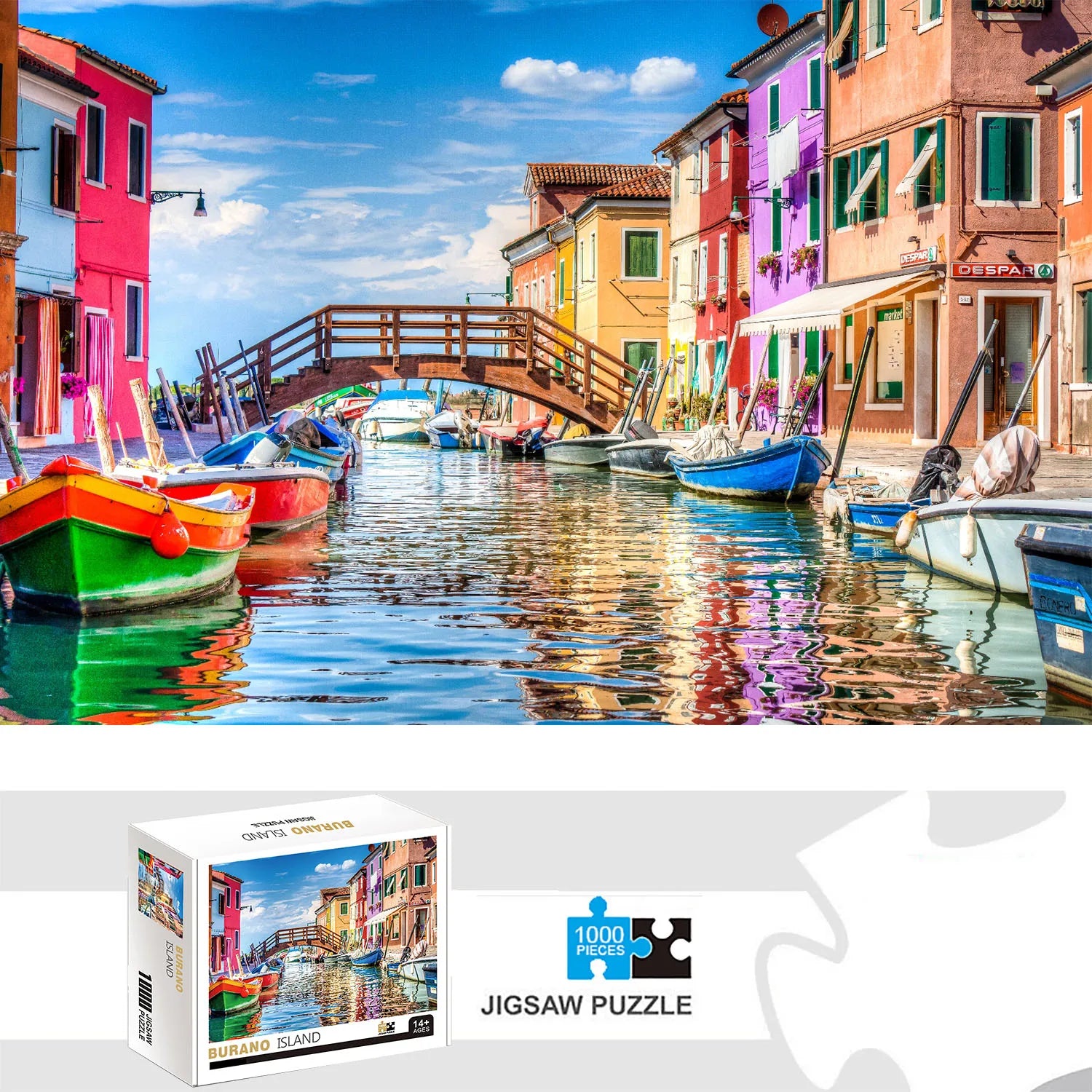 1000 Pieces Burano Island Jigsaw Puzzle Home Decor Adults Puzzle Games Family Fun Floor Puzzles Educational Toys for Kids