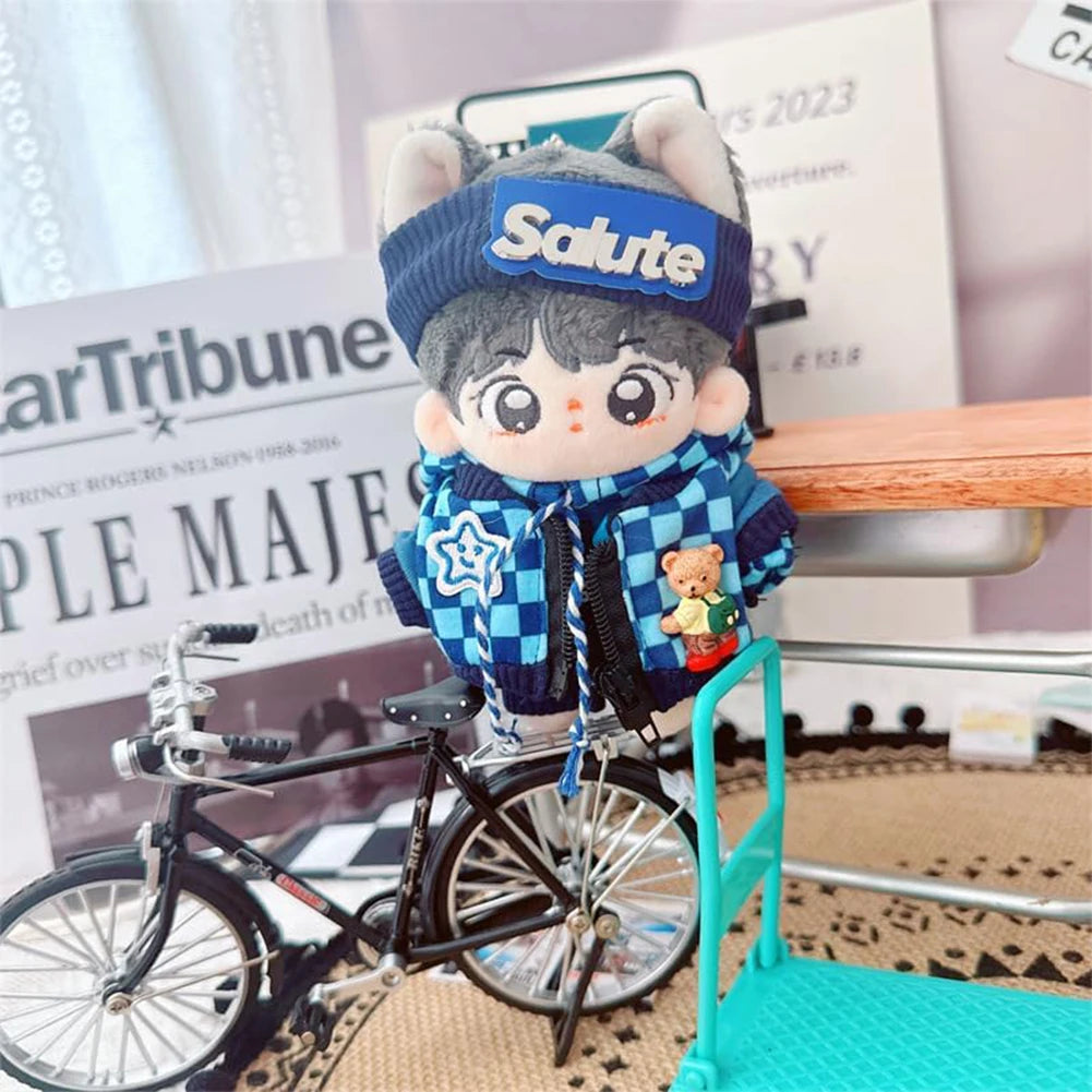 For Labubu 17cm Doll Clothes Cute Plush Doll Clothes Headband Hoodie Coat Trousers Doll Dress Up for Labubu Dolls Fans Gift