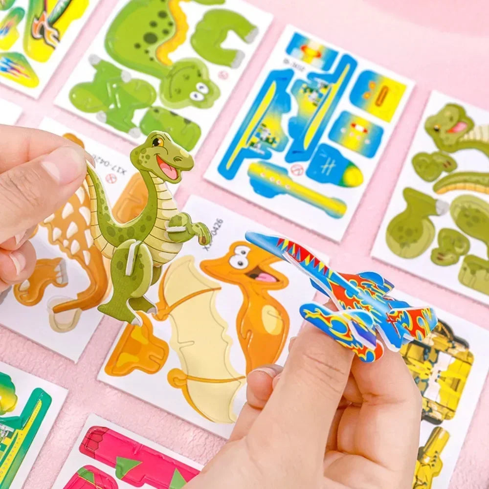 10pcs Children 3D DIY Puzzles Toys Cute Cartoon Dinosaur Jigsaw Puzzle for Kids Early Educational Toy Montessori Games Baby Gift