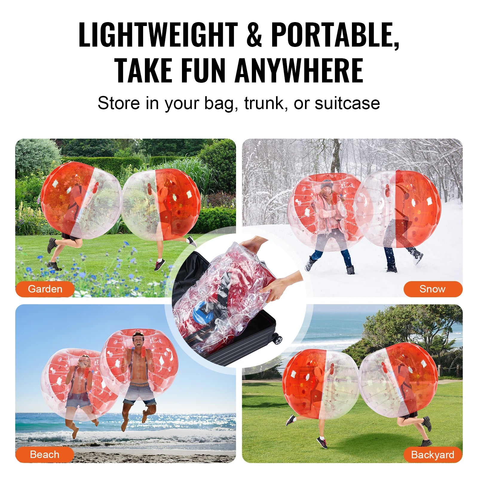 SucceBuy 5FT/1.5M Inflatable Bumper Ball BBody Bubble Zorb Ball for Teen & Adult Body Bubble Soccer Ball PVC Hamster Bubble Ball
