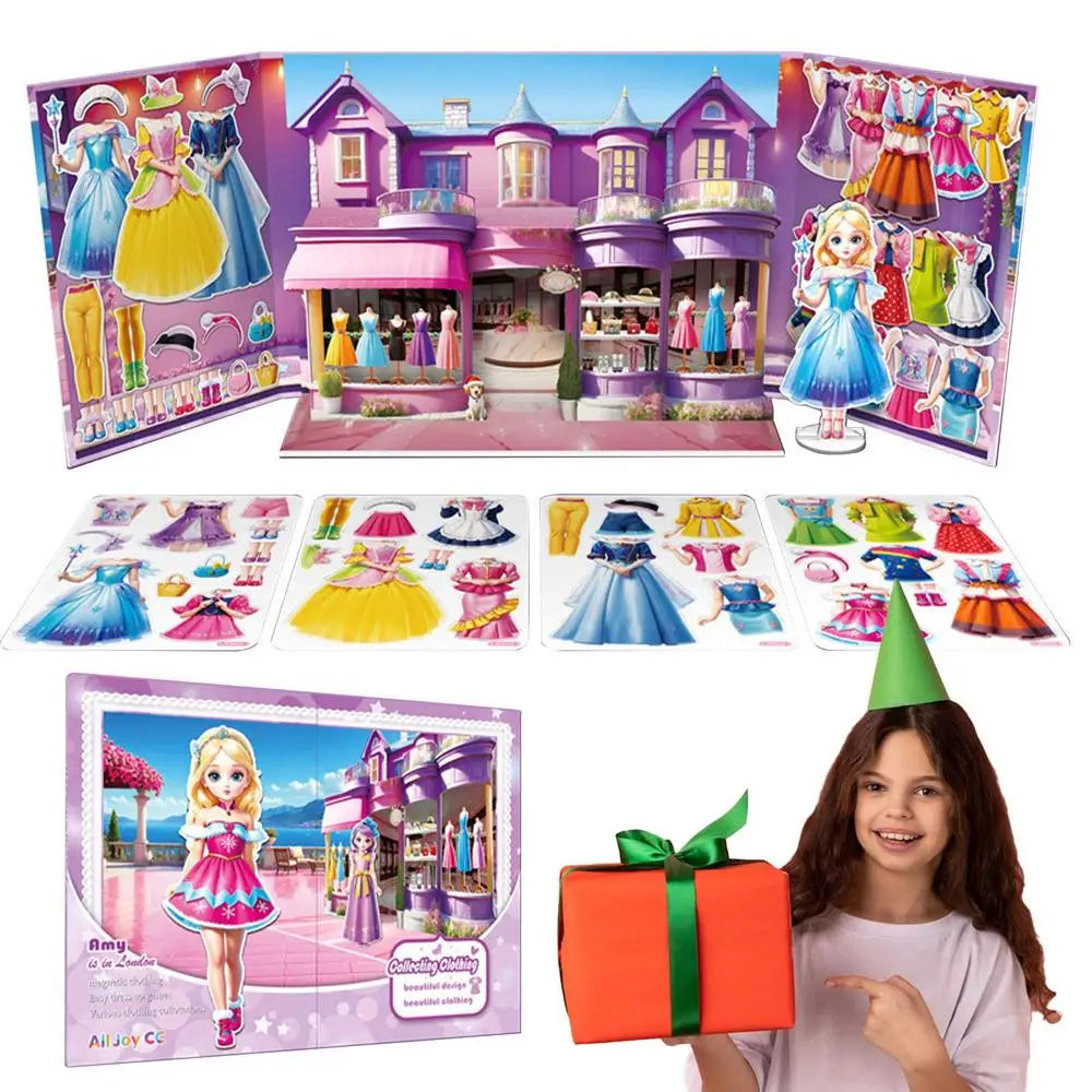 Magnetic Dress Up Doll Magnetic Princess Pretend Play Toys Paper Dolls For Girls Play Travel Playset Toy Magnet Dress Up Games