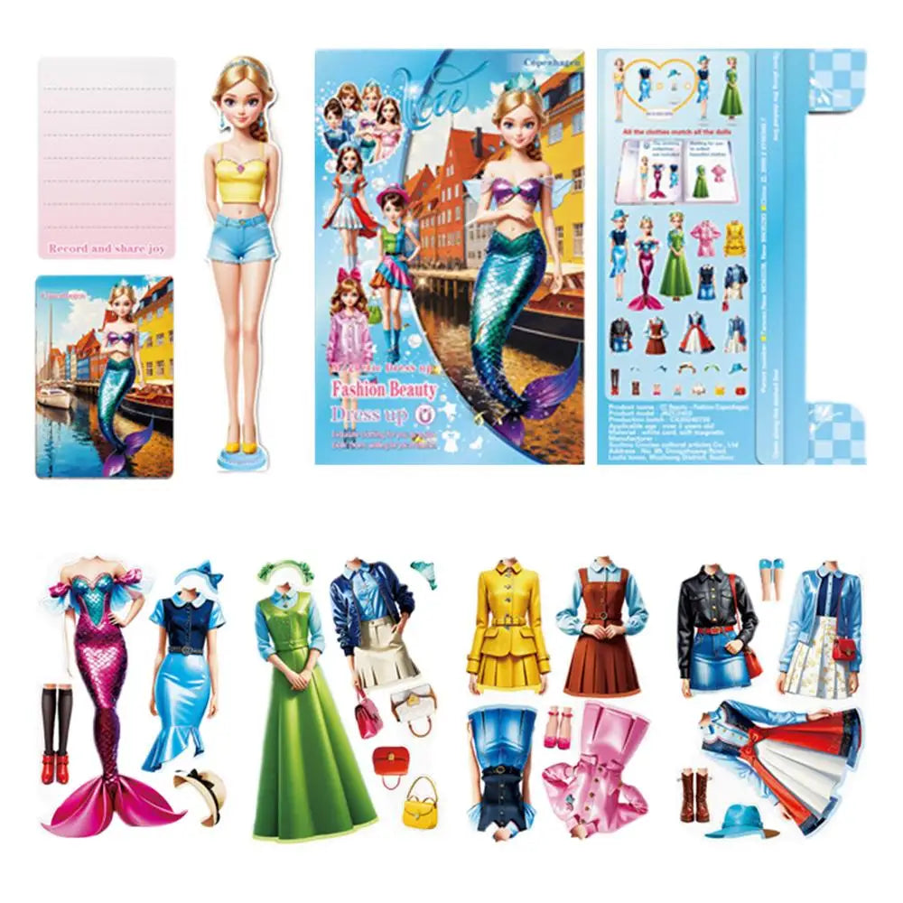 Magnetic Dress Up Doll Magnetic Princess Pretend Play Toys Paper Dolls For Girls Play Travel Playset Toy Magnet Dress Up Games
