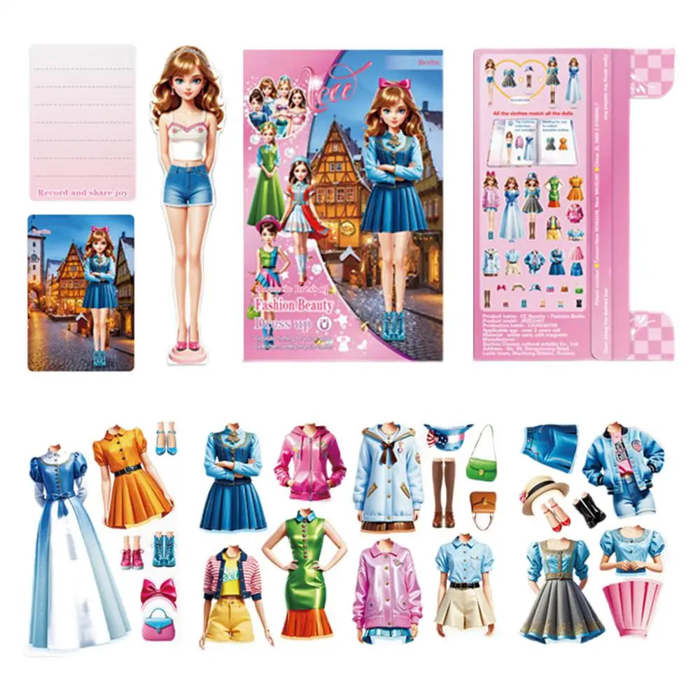 Magnetic Dress Up Doll Magnetic Princess Pretend Play Toys Paper Dolls For Girls Play Travel Playset Toy Magnet Dress Up Games