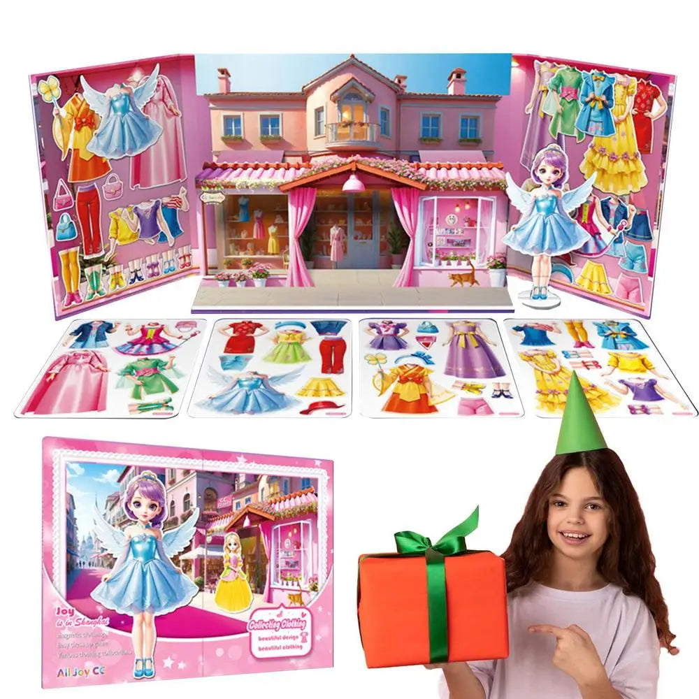 Magnetic Dress Up Doll Magnetic Princess Pretend Play Toys Paper Dolls For Girls Play Travel Playset Toy Magnet Dress Up Games
