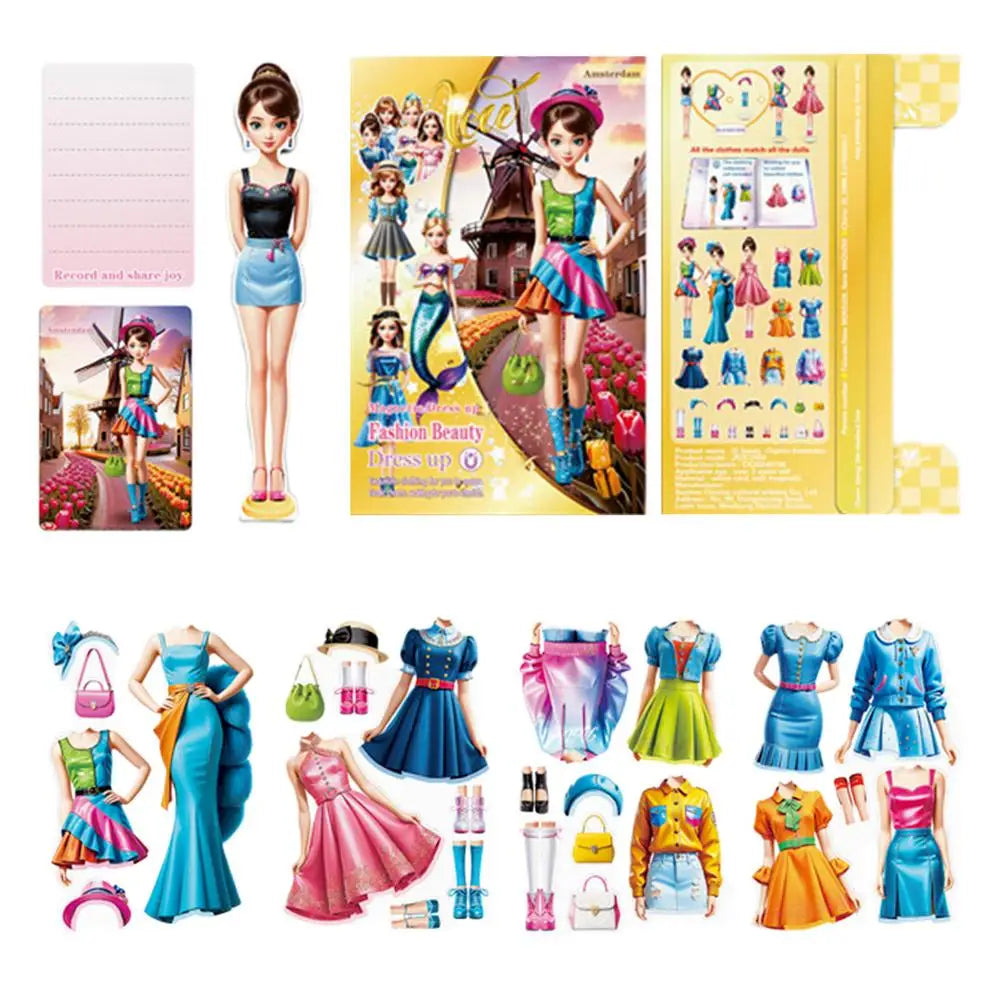 Magnetic Dress Up Doll Magnetic Princess Pretend Play Toys Paper Dolls For Girls Play Travel Playset Toy Magnet Dress Up Games