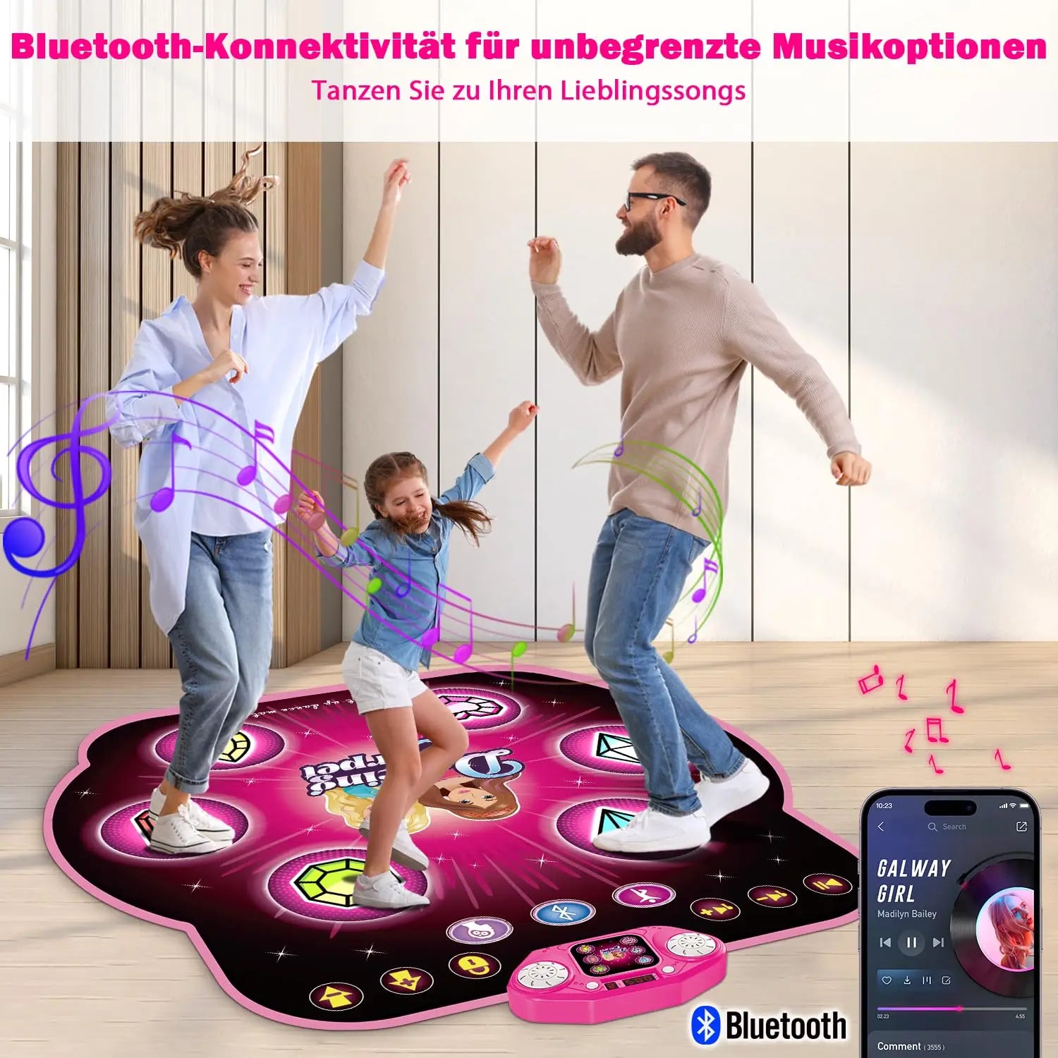 TERRAMUS Dance Mat Light-up Dance Pad Toy with Bluetooth/27 Levels/Memory Challenge/LED/Toys Birthday Gifts for Girls 3+