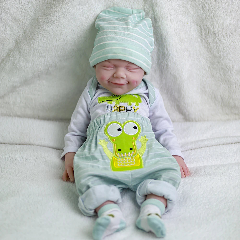 COSDOLL 3.1kg Silicone Reborn Baby Doll Full Body Soft Silicone Baby Toy Doll Lifelike Smile Close Eyes Christmas Baby Toys Gift