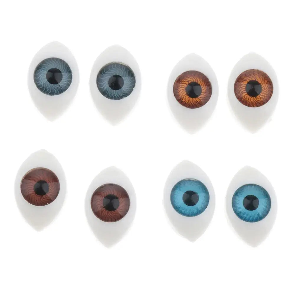 4 Pairs Oval Flat Back Plastic Eyes 5mm/6mm/7mm/8mm/9mm Iris for Porcelain or Reborn Dolls Making DIY Supplies