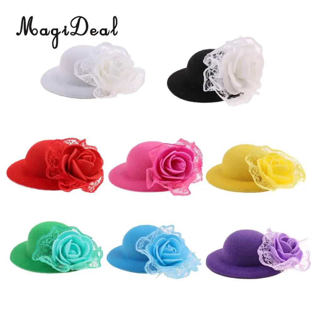 Hot Sale 1Pc Vintage Round Bowler Doll Hat Cap for 28-30cm Doll Headwear Headdressing Cotume Clothes Accessory 8Colors