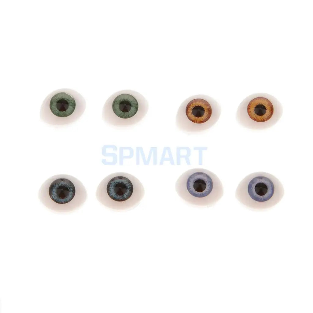 4 Pairs Oval Flat Back Plastic Eyes 5mm/6mm/7mm/8mm/9mm Iris for Porcelain or Reborn Dolls Making DIY Supplies