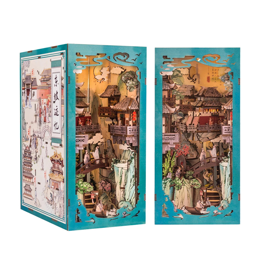 CUTEBEE Antiquity Book Nook Chinese Style Doll House Kit with Touch Light Dust Cover 3D Puzzle Toy Gift Ideas Su Dongpo's Life