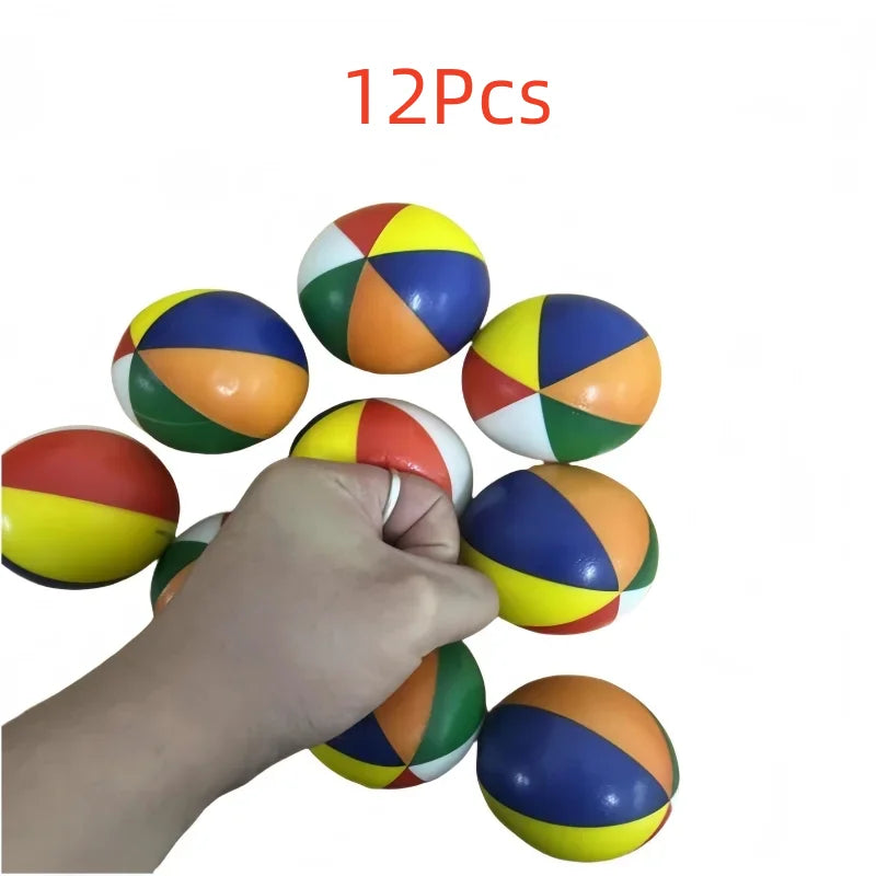 12Pcs PU Sponge Pressure Beach Soft Ball Compression Decompression Toy Children's PU Foam Soothing Toy Wrist Sports Prop Ball