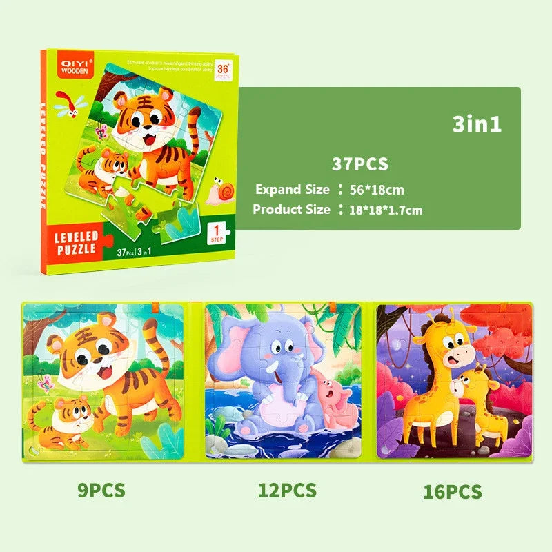 Montessori Kids Toys Magnetic Advance Educate Book Folding Jigsaw 3 In 1 Animal Marine Dinosaur Cognitive Early Education Gifts