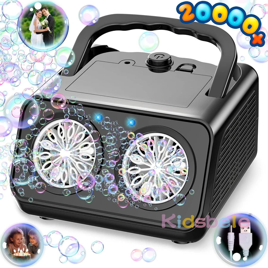 26 Holes Portable Bubble Machine Durable Automatic Bubble Blower Bubbles for Kids Toddlers Bubble Toys for Birthday Party