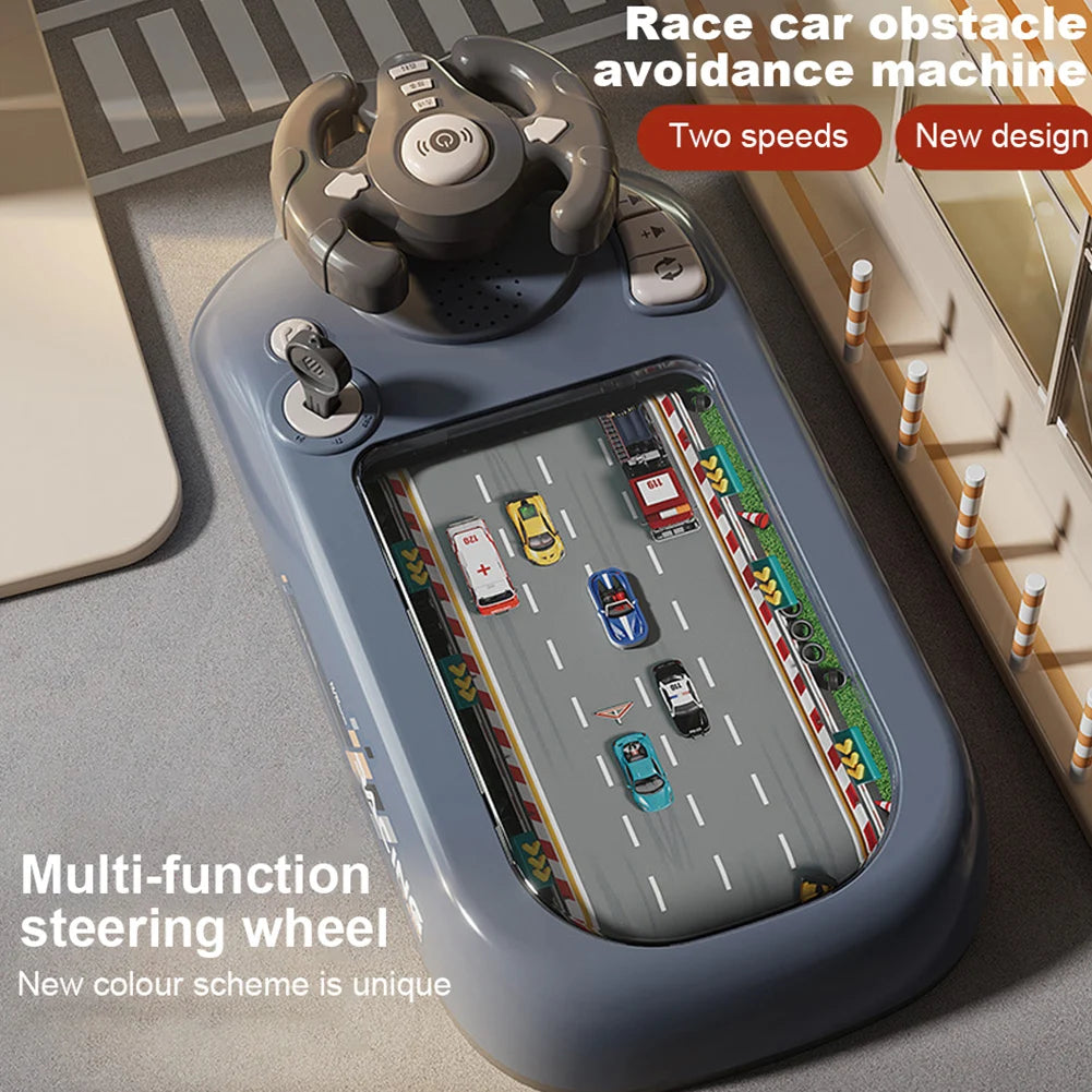 Driving Simulator with Music & Vehicle Sound Effects Interactive Simulation Driving Steering Wheel Toy Car Racing Adventure Game