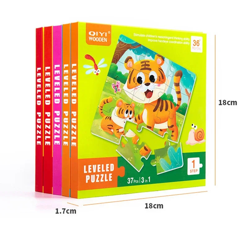 Montessori Kids Toys Magnetic Advance Educate Book Folding Jigsaw 3 In 1 Animal Marine Dinosaur Cognitive Early Education Gifts