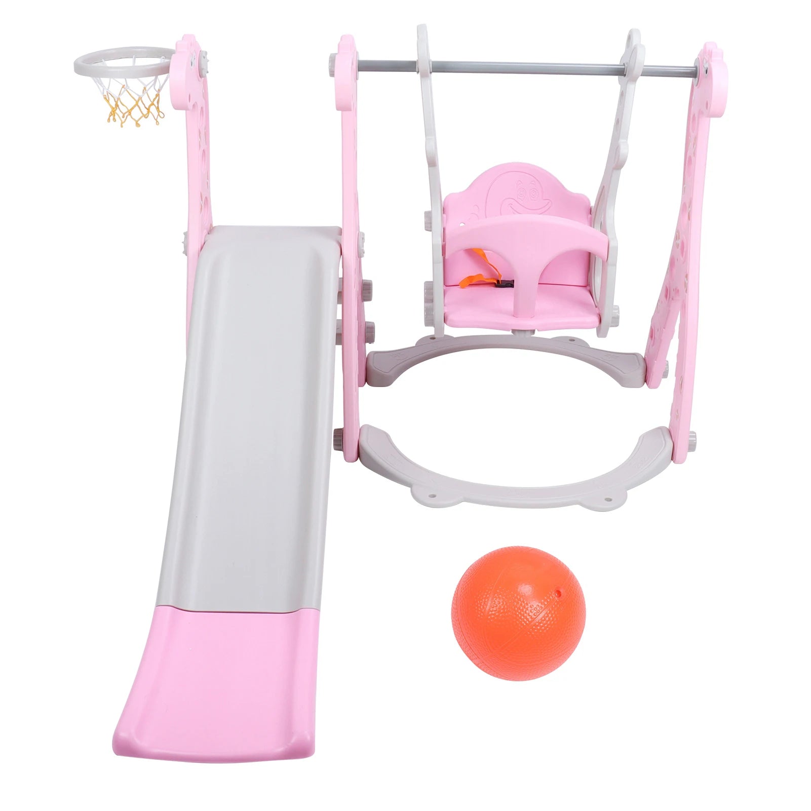 Children Play Slide Set Toddler Climber Swing Set with Basketball Hoop Outdoor Indoor Children Play Slide Set Climber Swing Set