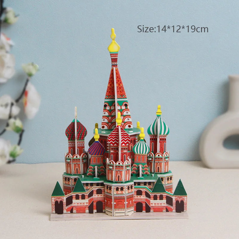 Cartoon Castle Building Model Paper Cardboard 3D Jigsaw Puzzle for Kids Handmade DIY Educational Toys Gifts