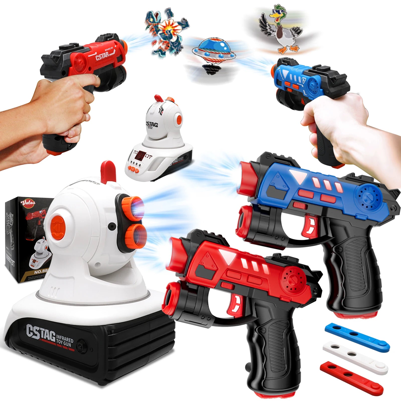CSTAG Projector Duck UFO Hunting Shooting Game Kids Gifts Toy For Boys Laser Tag Infrared Mini Pistol Guns Battle Game Indoor