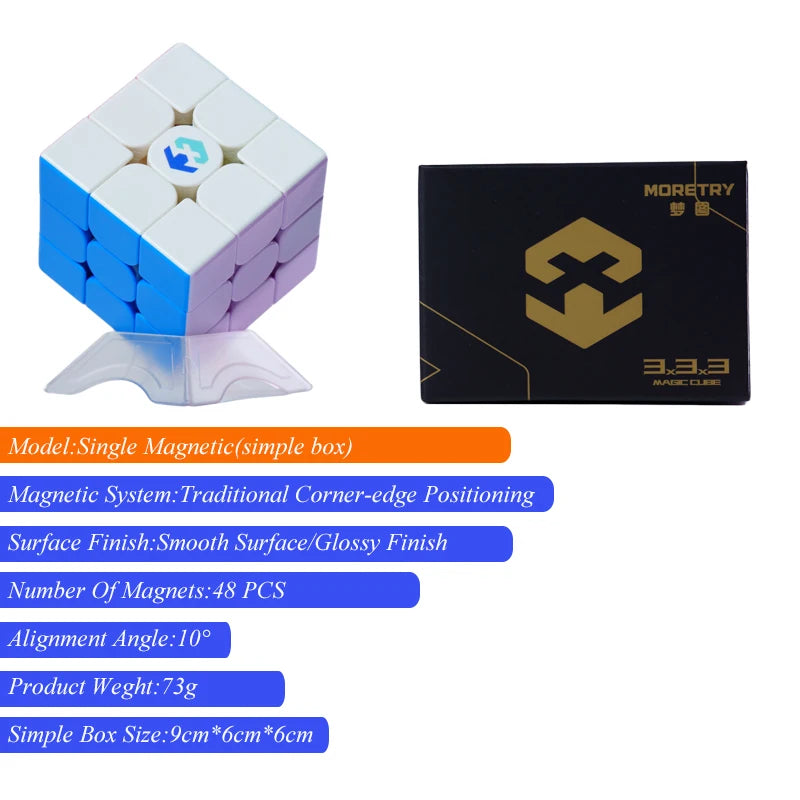 3x3 Speed Cube Magic Puzzle Kid Toy 3X3 Professional Cube Single Magnetic Silent Smooth Rotation Cube for Office Stress Relief