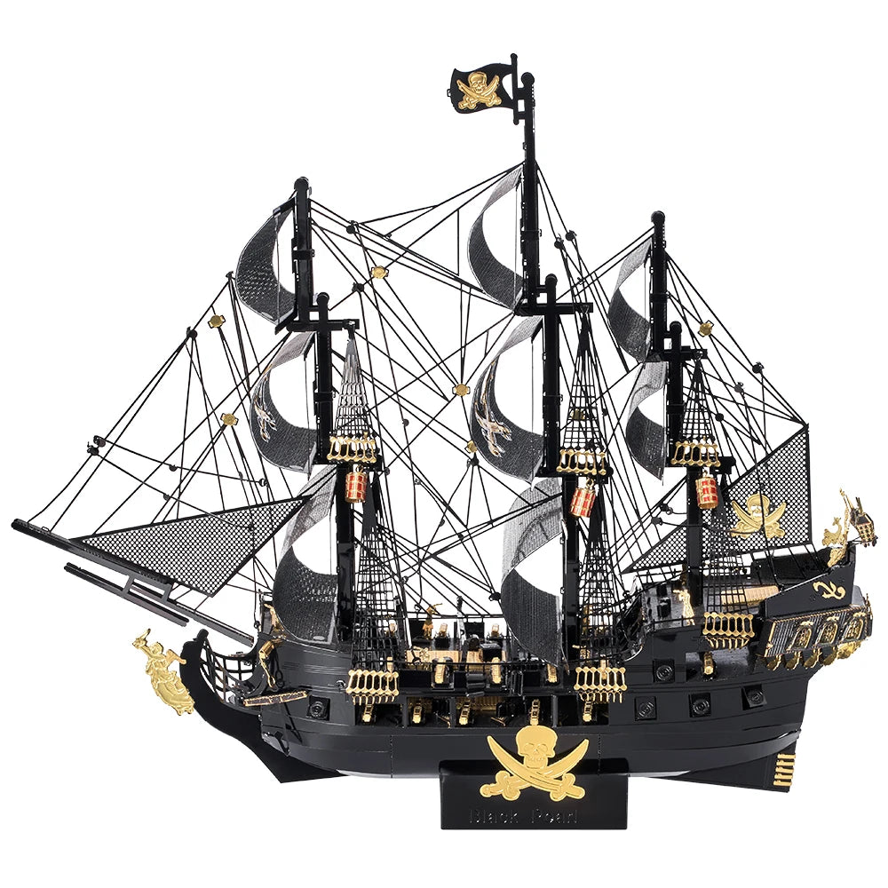Piececool 3D Metal Puzzles The Black Pearl Jigsaw Assembly Model Kits Diy Pirate Ship for Adult Birthday Gifts for Teens
