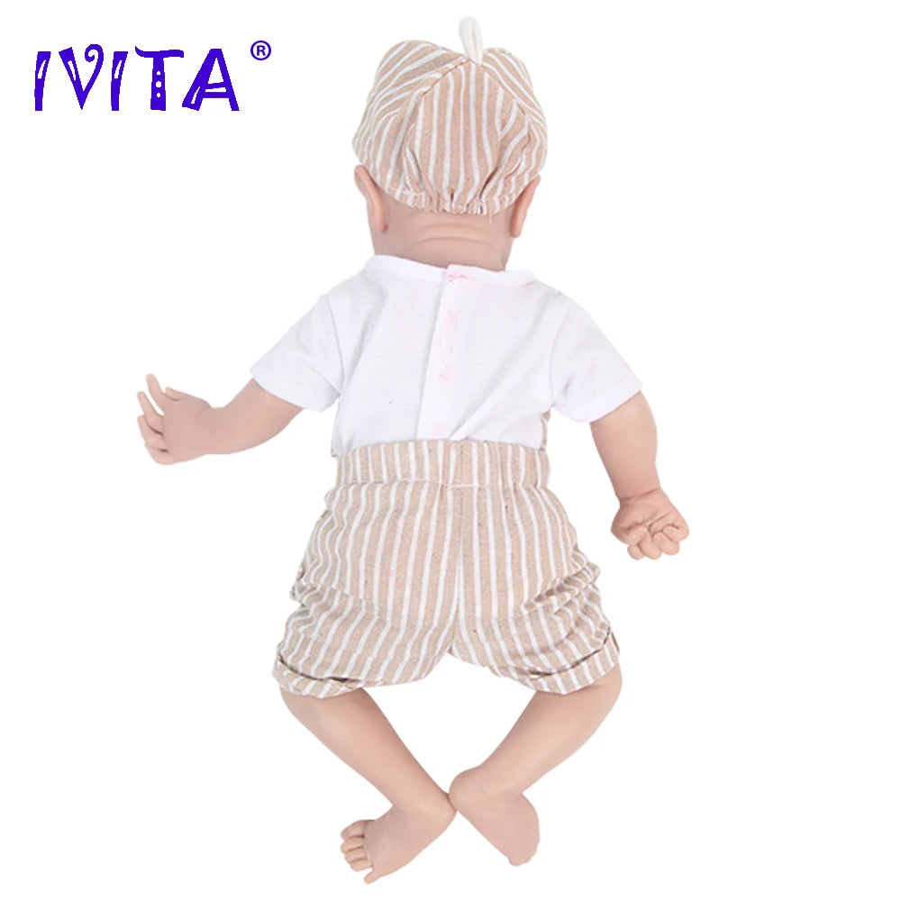 IVITA WB1548 16.92inch 2189g 100% Full Body Silicone Reborn Levi Doll Realistic Soft Baby Dolls with Clothes for Children Toys