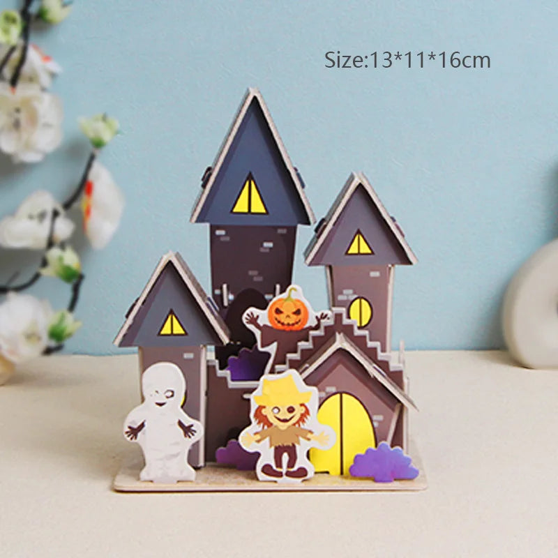 Cartoon Castle Building Model Paper Cardboard 3D Jigsaw Puzzle for Kids Handmade DIY Educational Toys Gifts