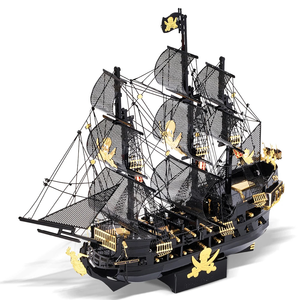 Piececool 3D Metal Puzzles The Black Pearl Jigsaw Assembly Model Kits Diy Pirate Ship for Adult Birthday Gifts for Teens