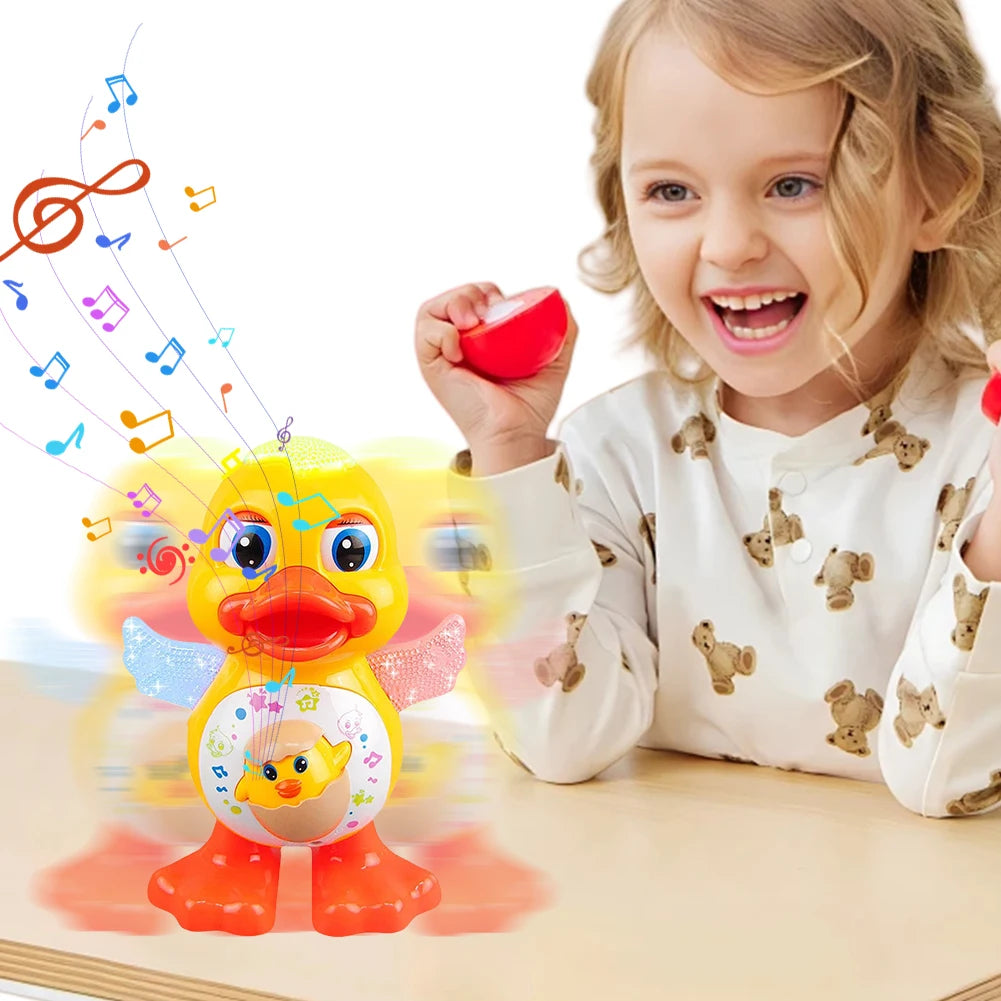 Electric Dancing Duck with Music & Lights Baby Musical Duck Toy Interactive Baby Duck Toy for 1 + Year Old Toddler Boys Girls