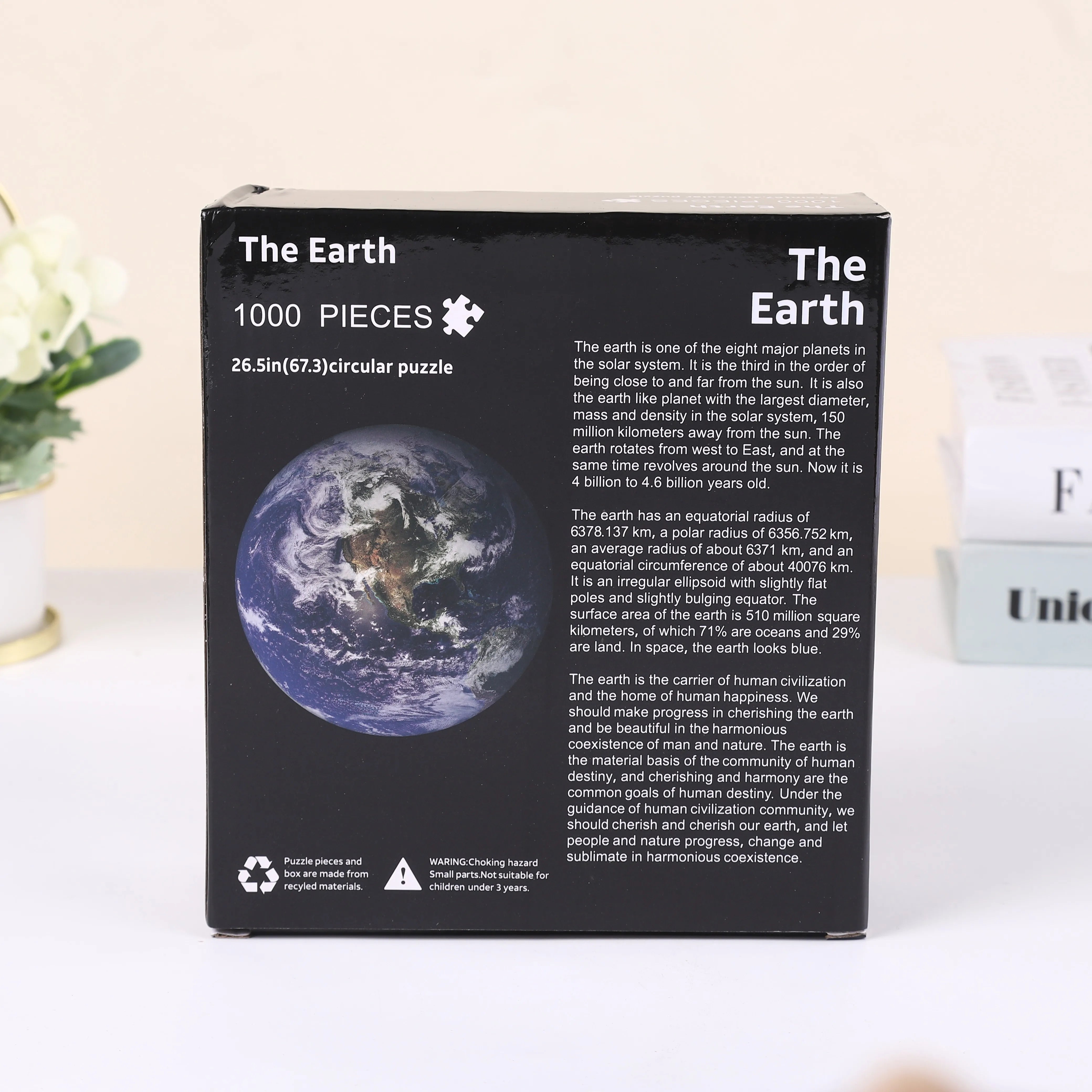 Adult Round Puzzle 1000 Pieces the Earth Challenge Games Learning Educational Puzzle Toys Moon Puzzle Space Flat Puzzle