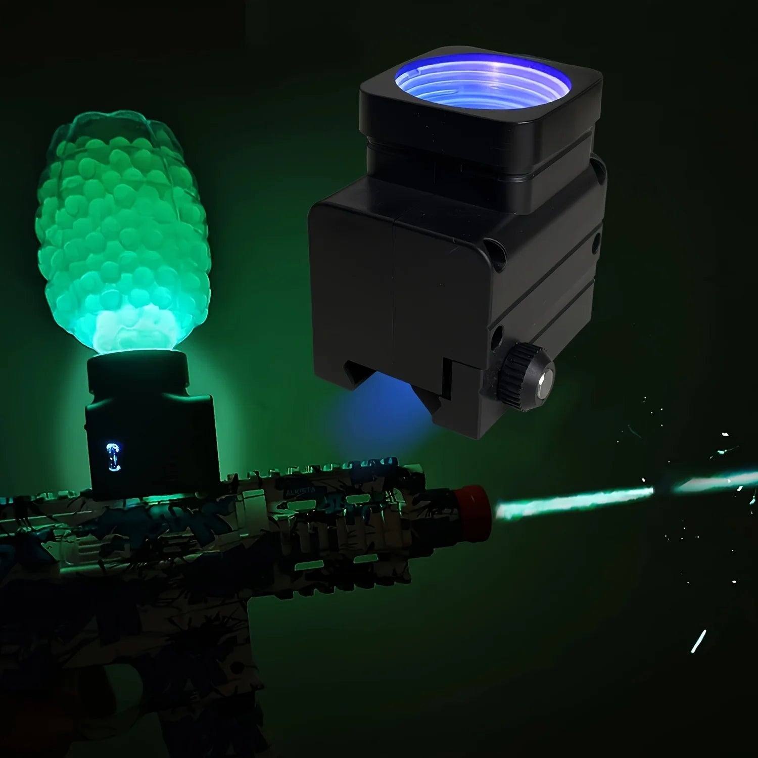 Glow In The Dark UV LED Feedneck To Light Up Blaster Ammo, To Upgrade Splatter Blaster Night Outdoor Game, Light Up Ammo Holder