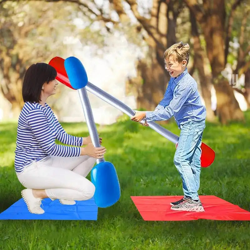 Inflatable Gladiator Jousting Yard Game Sticks Mats Kit Inflatable Gladiator Game Battle Outdoor Accessories For Boys Girls