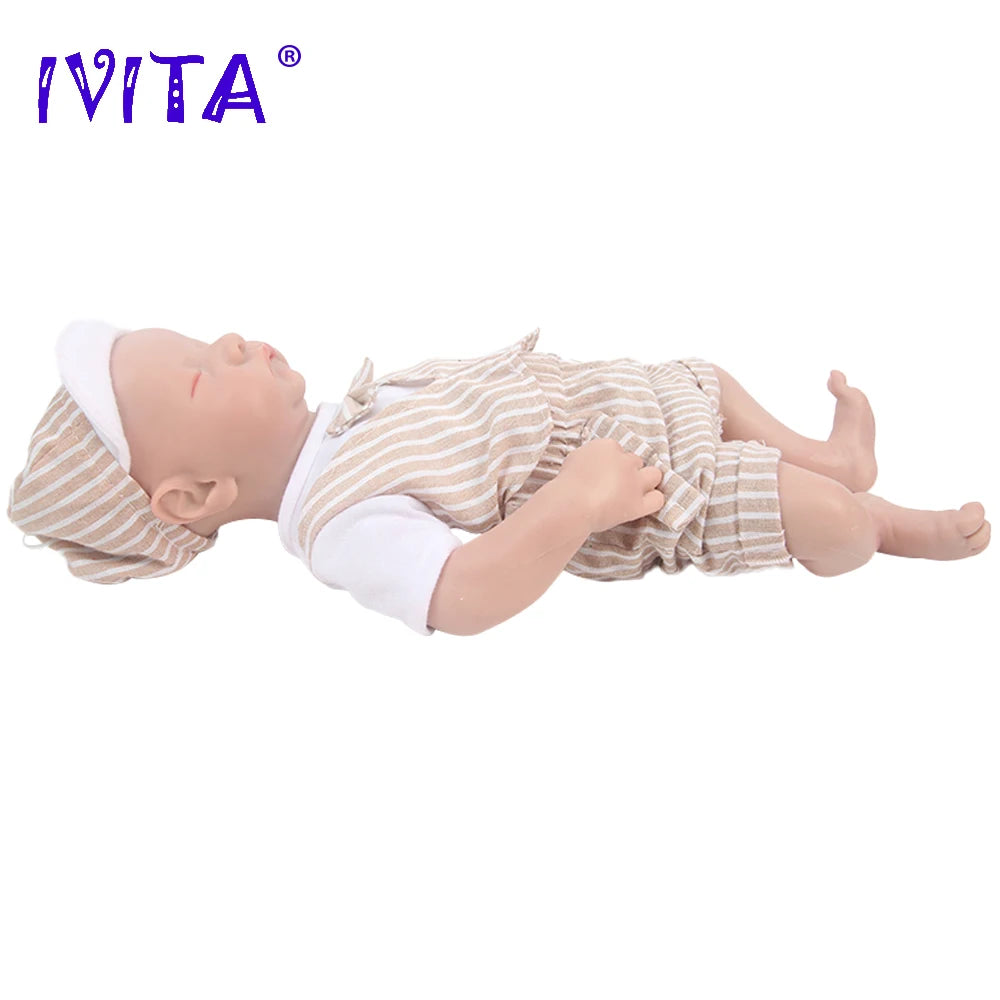 IVITA WB1548 16.92inch 2189g 100% Full Body Silicone Reborn Levi Doll Realistic Soft Baby Dolls with Clothes for Children Toys
