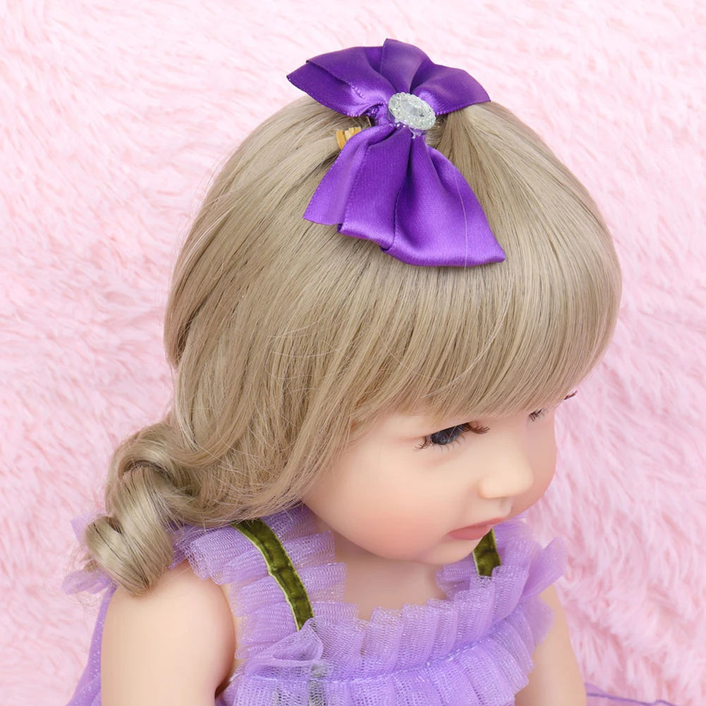 Fashion 55cm Simulation Princess Dolls Toy Mini Cute Purple Dress Baby Series Doll with Golden Curly Hair For Kids Kawaii Dolls