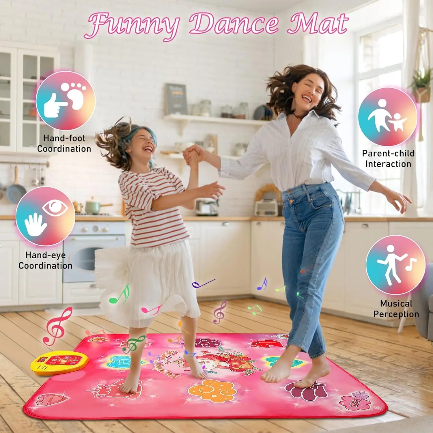 VATOS Dance Mat Toys for Girls Musical Touch Play Mat for 3+ Years Old Kids | Adjustable Volume Light 5 Game 3 Levels Gifts