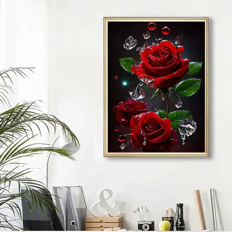 High Quality 70cm*50cm 1000pcs Rose Flower Jigsaw Puzzle Adult Stress Relief Beautiful Landscape Painting Puzzle Wall Decor
