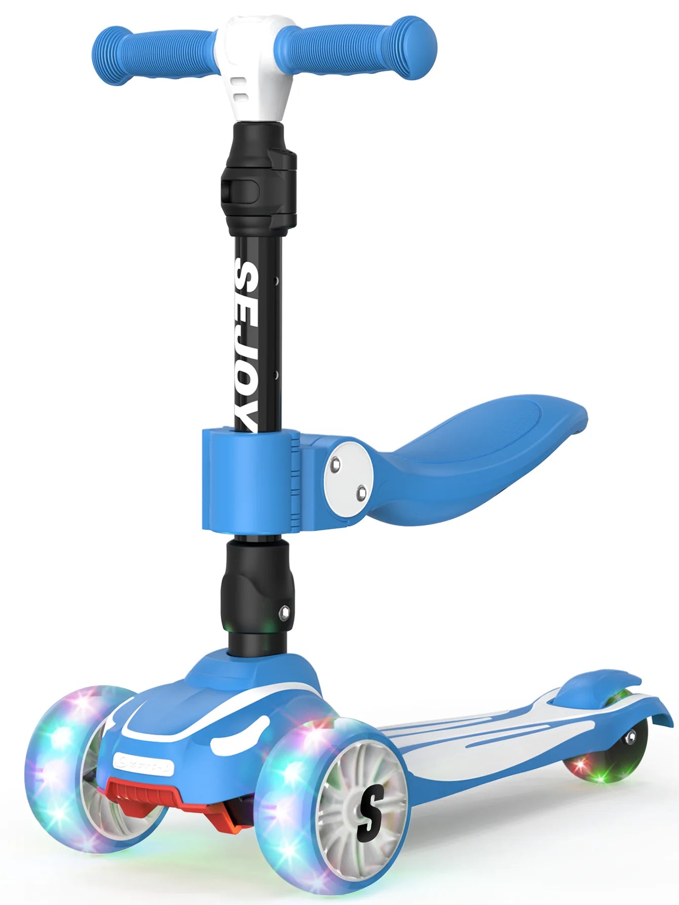 Sejoy Kid Kick Scooter Three Wheel with LED Flashing 3-in-1 Lightweight Children's Foot Scooters Height Adjustable