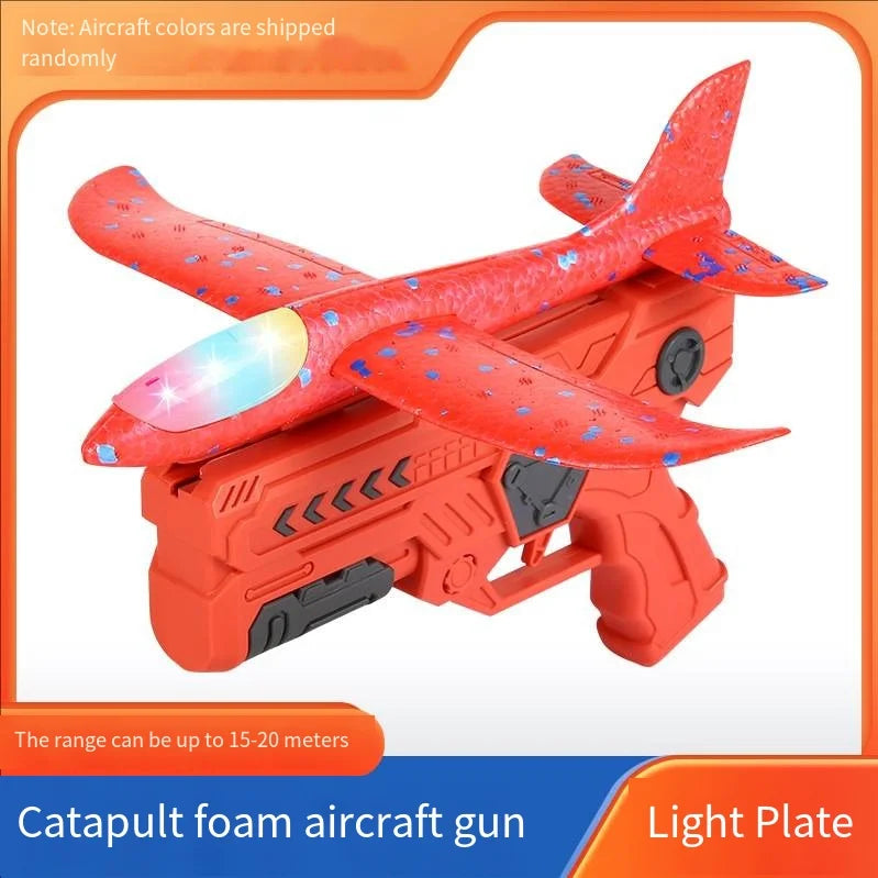 Catapult Foam Plane Gun Fire Outdoor Sports Hand Toss Flying Glider Toy Boys GGirls